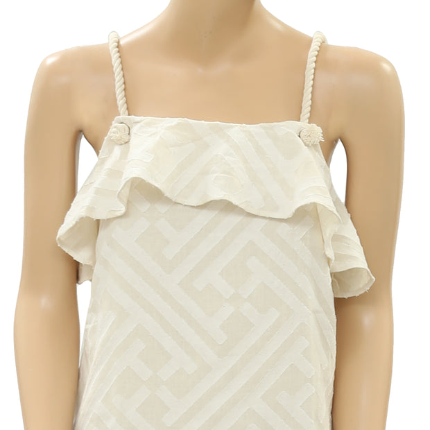 Leo & Sage Ruffle Beige Cami Blouse Top S