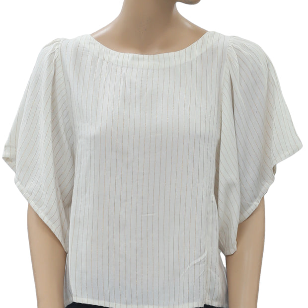 Floreat Anthropologie Shimmer Striped Blouse Top S