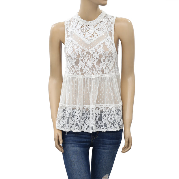 Free People Ladybird Lace High Neck Tank Top S