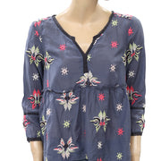 Odd Molly Anthropologie Floral Embroidered Lace Blouse Top