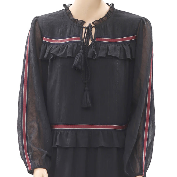 Concept Clothing Metallic Ruffle Tunic Mini Dress L
