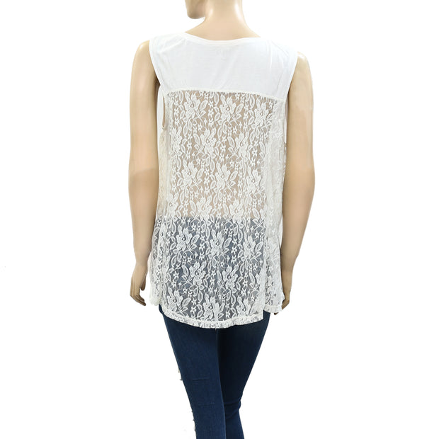 Guess Jeans Los Angeles Printed Stone Embellished Top M