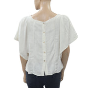 Floreat Anthropologie Shimmer Striped Blouse Top S