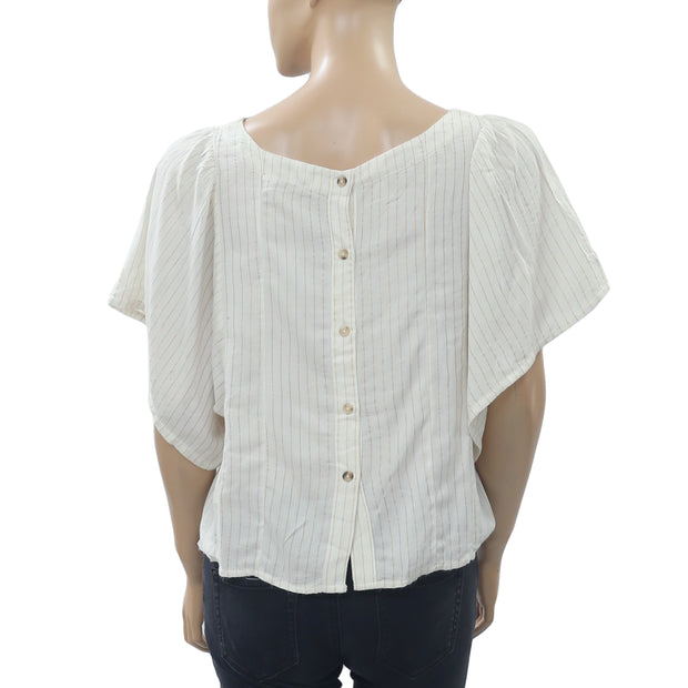 Floreat Anthropologie Shimmer Striped Blouse Top S