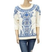 Free People Floral Embroidered Pullover Top S