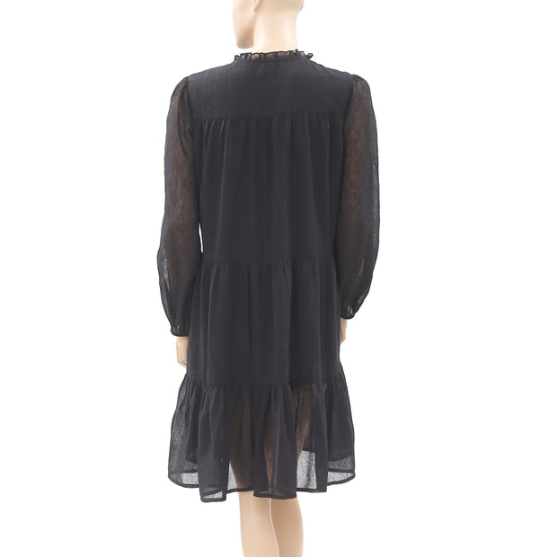 Concept Clothing Metallic Ruffle Tunic Mini Dress L