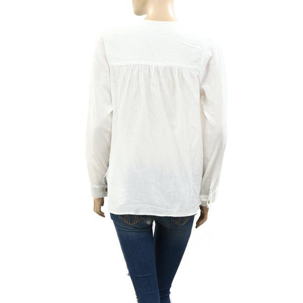 Des Petits Hauts Solid Buttondown Shirt Tunic Top S