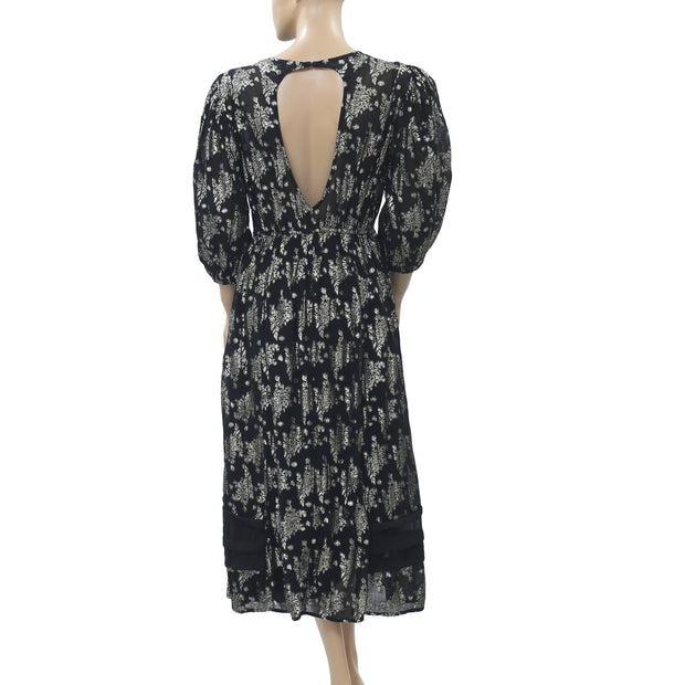 Topshop Metallic Floral Midi Dress S