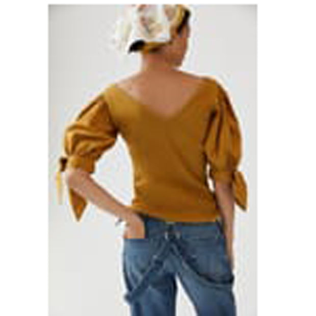 Maeve Anthropologie Puff-Sleeved Blouse Top