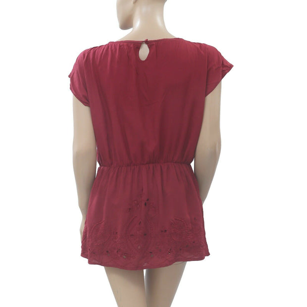 Pull And Bear Eyelet Embroidered Tunic Mini Dress M