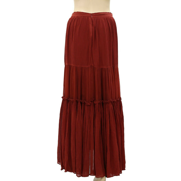 All Saints Gabi Solid Tiered Christmas Maxi Skirt M