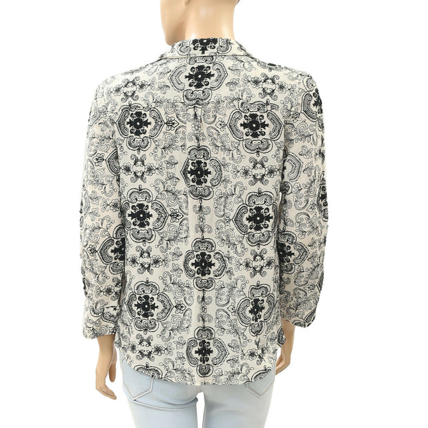 Free People Embroidered Blouse Shirt Top S