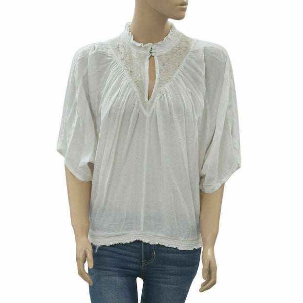 Feather Bone Anthropologie ruffle Blouse Top S