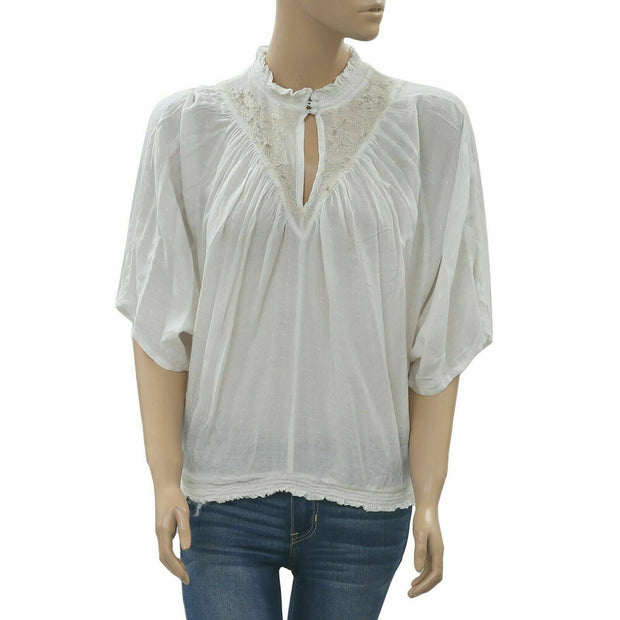 Feather Bone Anthropologie ruffle Blouse Top S