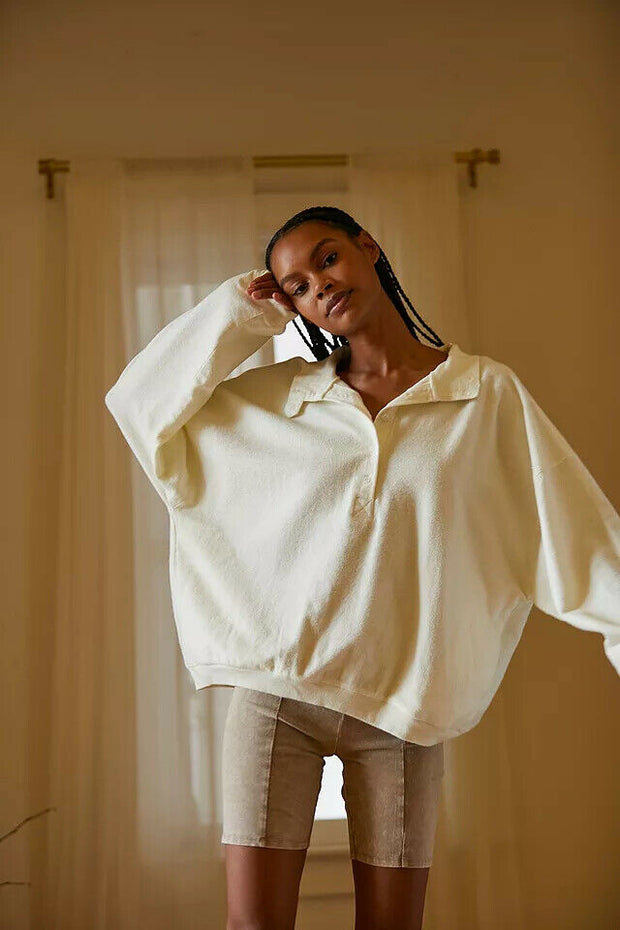 Out From Under Urban Outfitters Jacintha Reverse Henley Sweatshirt Top