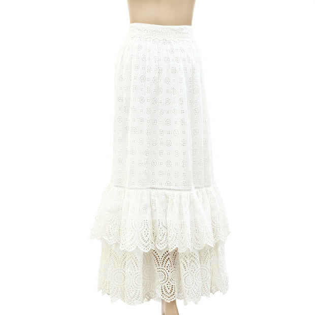 Ulla Johnson Eyelet Embroidered Maxi Long Skirt