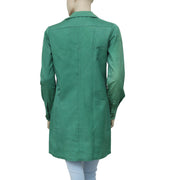 Madame Marie Collared Neck Long Sleeve Pocket Green Tunic Dress S T 1