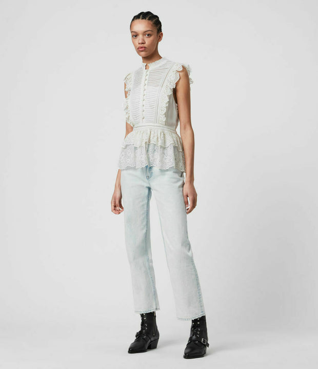 All Saints Lola Embroidered Blouse Top