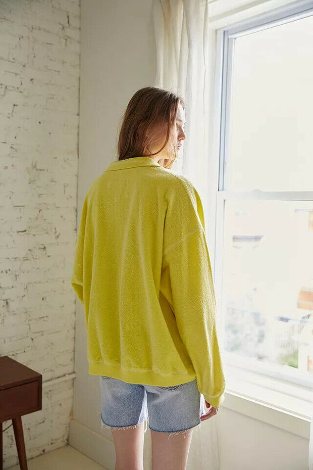 Out From Under Urban Outfitters Jacintha Reverse Henley Sweatshirt Top