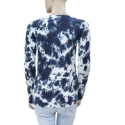 Hitobito Tie Dye Printed Beaded Blue Blouse Top XS