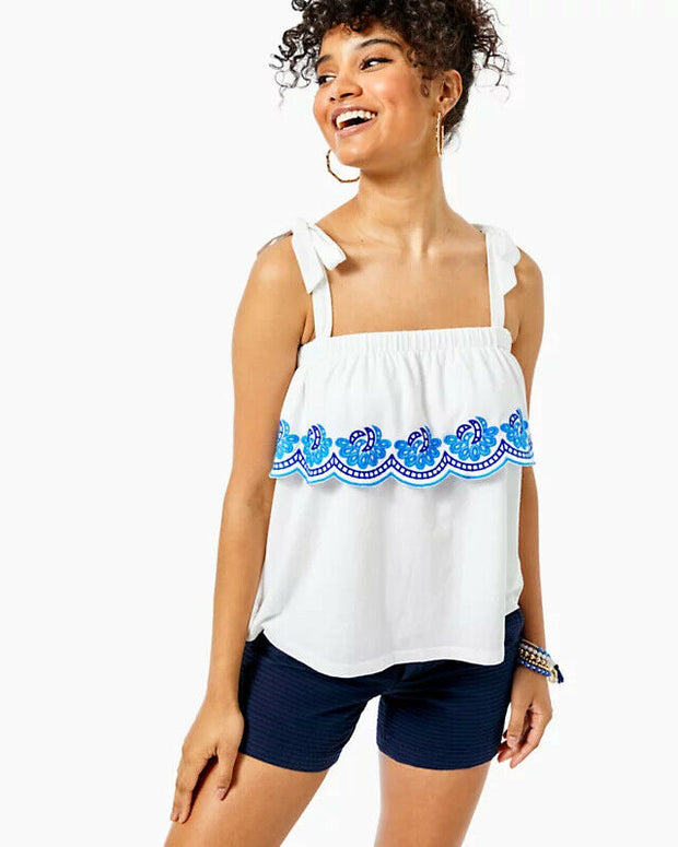Lilly Pulitzer Benita Scalloped Blouse Tank Top