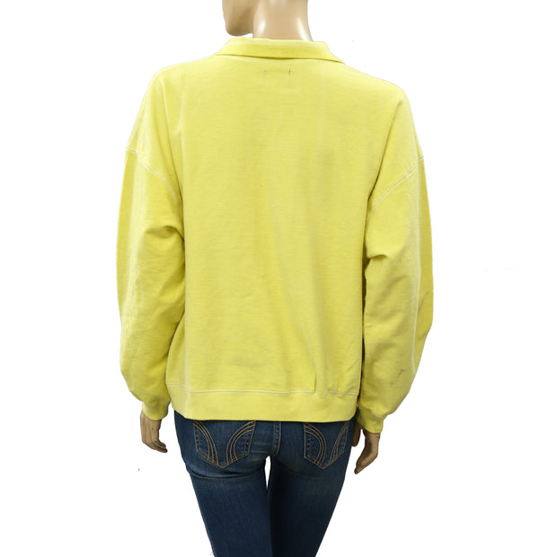 Out From Under Urban Outfitters Jacintha Reverse Henley Sweatshirt Top