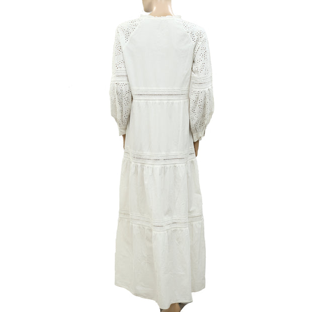Sezane Eyelet Embroidered Maxi Dress M