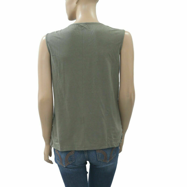 Chico's Beaded Shimmer Embroidered Tank Blouse Top S