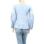 Ulla Johnson Dot Floral Embroidered Blouse Top XS