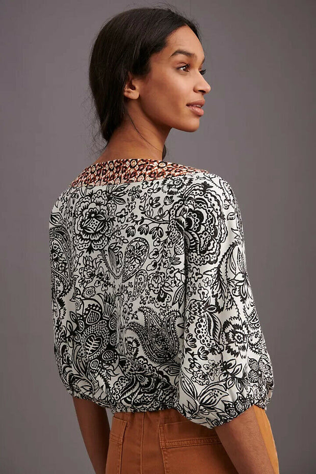 Anthropologie Samia Eye Catching Print Oversized Blouse Top