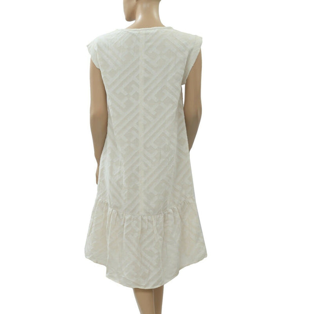 Leo & Sage Lace Jacquard Ivory Mini Dress S