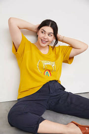 Anthropologie Jarmél by Jarmel 豹纹彩虹图案 T 恤