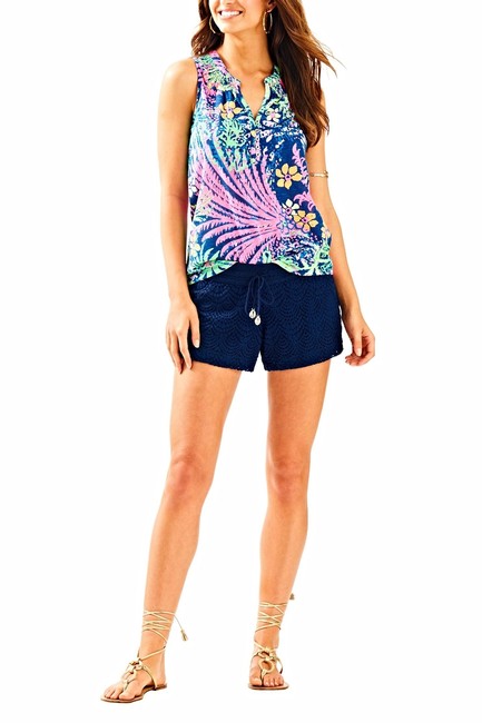 Lilly Pulitzer Essie Indigo All Glow Tank Blouse Top