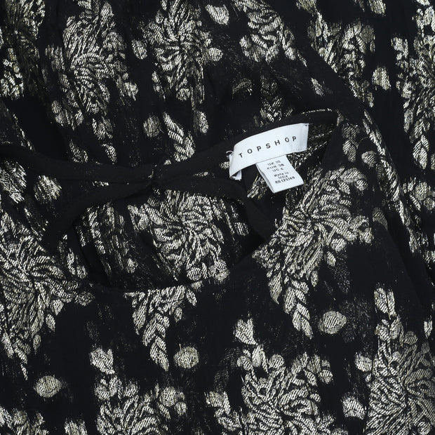 Topshop Metallic Floral Midi Dress S