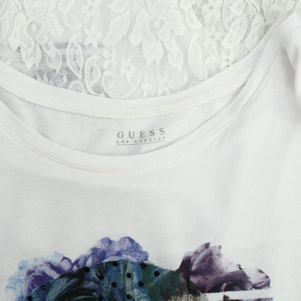 Guess Jeans Los Angeles Printed Stone Embellished Top M