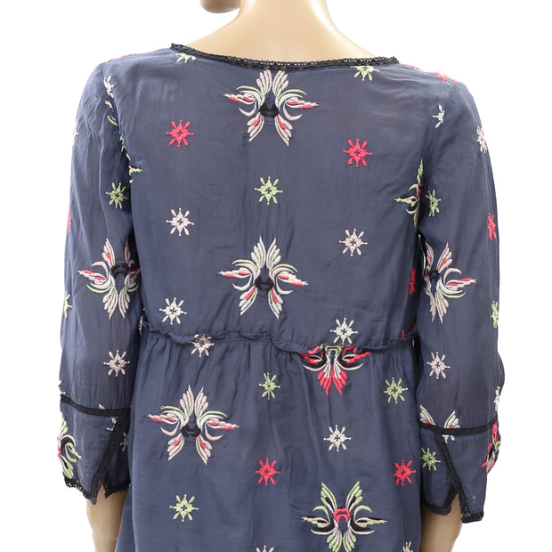 Odd Molly Anthropologie Floral Embroidered Lace Blouse Top