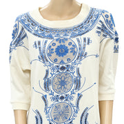 Free People Floral Embroidered Pullover Top S