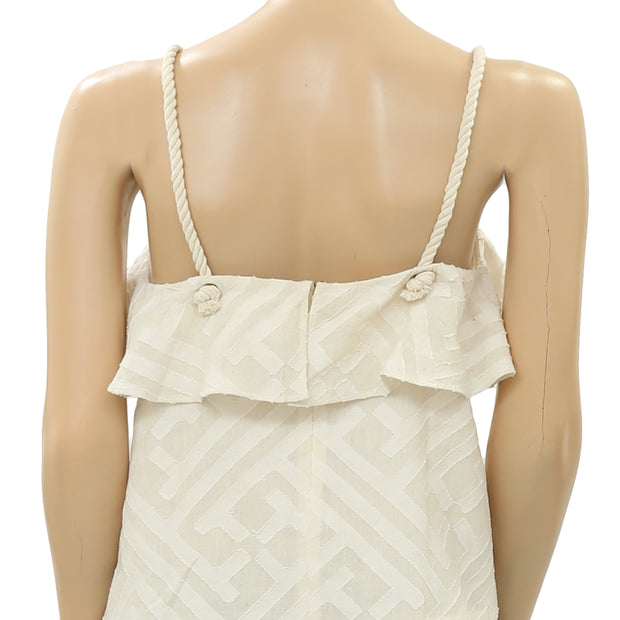 Leo & Sage Ruffle Beige Cami Blouse Top S