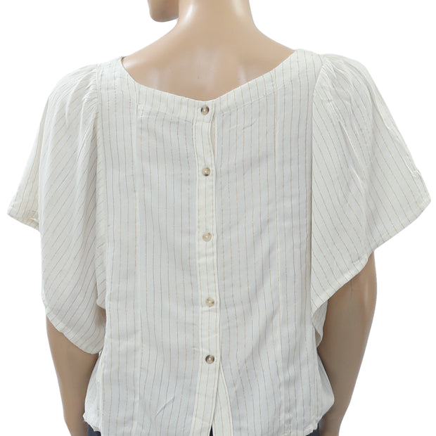 Floreat Anthropologie Shimmer Striped Blouse Top S