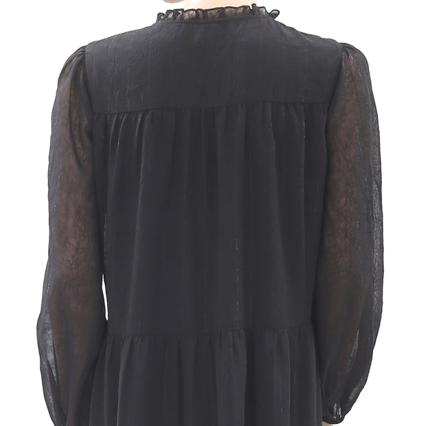 Concept Clothing Metallic Ruffle Tunic Mini Dress L