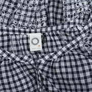 Akemi + Kin Anthropologie Gingham Eyelet Blouse Top