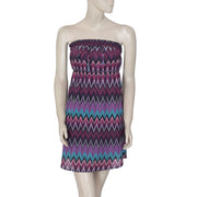 Roxy Zig Zag Printed Smocked Tube Mini Tunic Dress XS