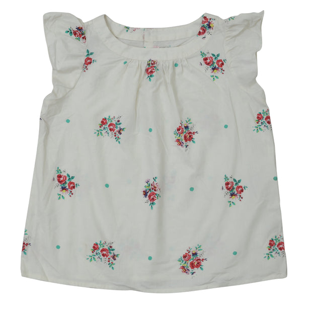 Bonpoint Kids Girls Cadelia Floral Printed Blouse Top Ivory Boho 6 Year