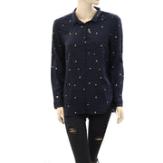 Des Petits Hauts Romy Frutti Printed Navy Shirt Top L-T3