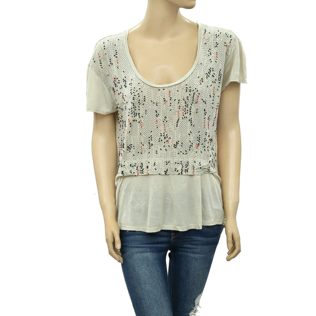 Silence+Noise Urban Outfitters Embellished Printed Blouse Top M