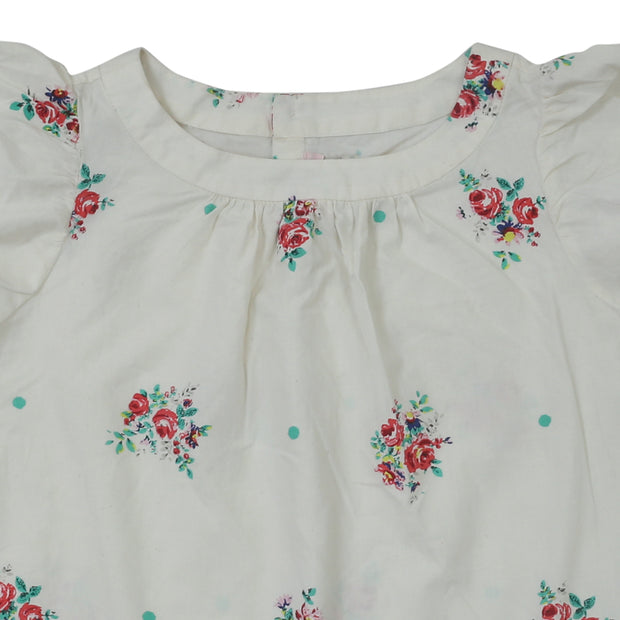 Bonpoint Kids Girls Cadelia Floral Printed Blouse Top Ivory Boho 6 Year
