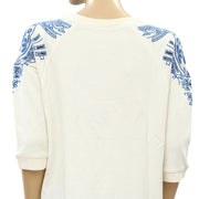 Free People Floral Embroidered Pullover Top S