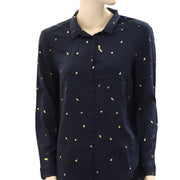 Des Petits Hauts Romy Frutti Printed Navy Shirt Top L-T3