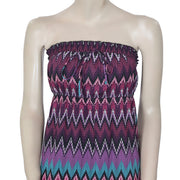 Roxy Zig Zag Printed Smocked Tube Mini Tunic Dress XS