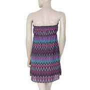 Roxy Zig Zag Printed Smocked Tube Mini Tunic Dress XS